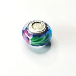 NWT! For Pandora Charm Bracelet 925 Sterling Silver Murano Glass Flower Bead